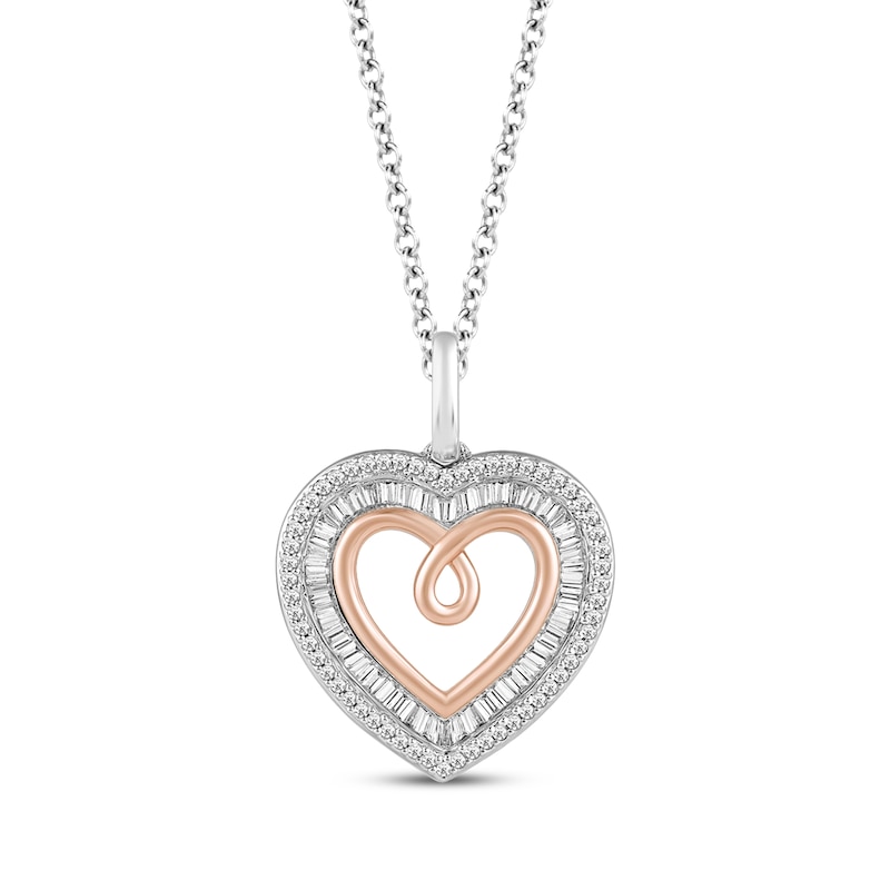 Main Image 1 of Hallmark Diamonds Heart Necklace 1/2 ct tw Sterling Silver & 10K Rose Gold 18"