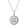Thumbnail Image 3 of Amethyst & White Lab-Created Sapphire Halo Necklace Sterling Silver 18"