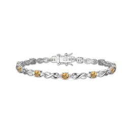 Citrine & White Lab-Created Sapphire Infinity Bracelet Sterling Silver 7.25"
