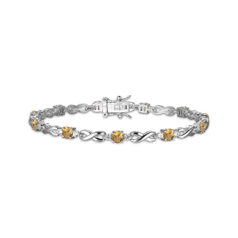Main Image 1 of Citrine & White Lab-Created Sapphire Infinity Bracelet Sterling Silver 7.25"