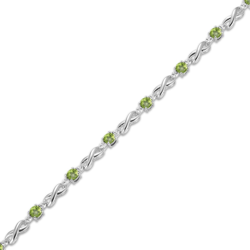 Main Image 2 of Peridot & White Lab-Created Sapphire Infinity Link Bracelet Sterling Silver 7.25"