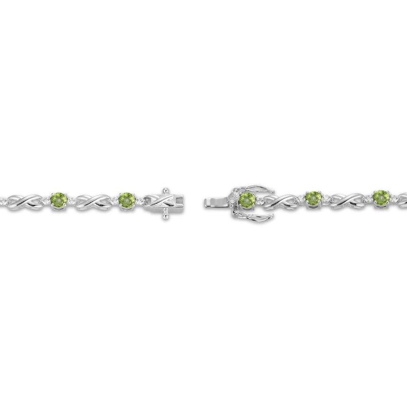 Main Image 3 of Peridot & White Lab-Created Sapphire Infinity Link Bracelet Sterling Silver 7.25"