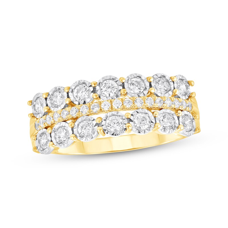 Main Image 1 of Diamond Three-Row Anniversary Ring 1/2 ct tw 10K Yellow Gold