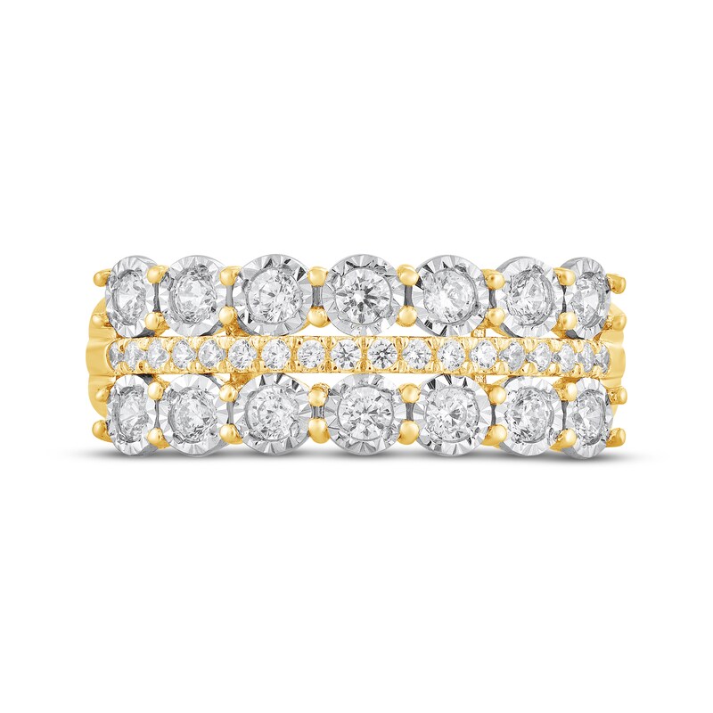Main Image 3 of Diamond Three-Row Anniversary Ring 1/2 ct tw 10K Yellow Gold