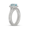 Thumbnail Image 2 of Neil Lane Oval-Cut Aquamarine & Diamond Scalloped Halo Bridal Set 5/8 ct tw Diamonds 14K White Gold