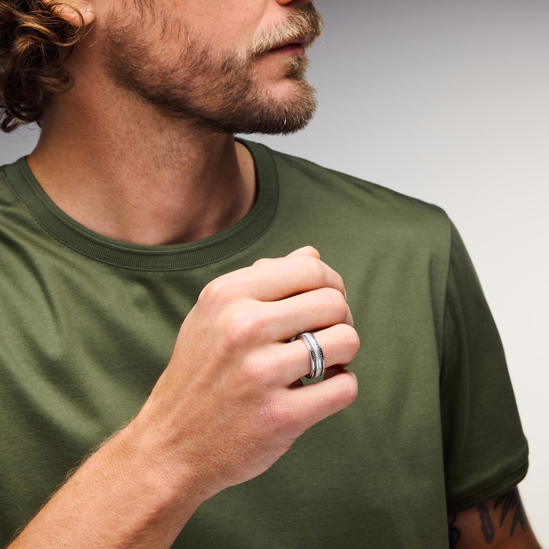 Main Image 5 of Neil Lane Men’s Black & White Diamond Wedding Band 1/2 ct tw 14K White Gold