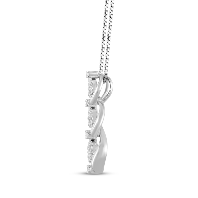 Main Image 2 of Multi-Diamond Swirl Necklace 1/5 ct tw Sterling Silver 18"