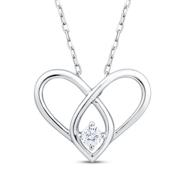 Diamond Looping Heart Necklace 1/10 ct tw Sterling Silver 18"
