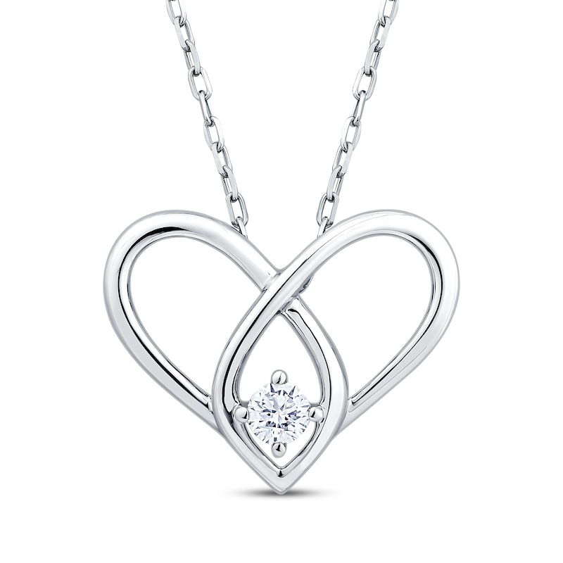 Main Image 1 of Diamond Looping Heart Necklace 1/10 ct tw Sterling Silver 18"
