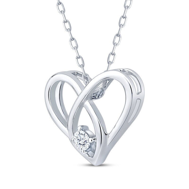 Main Image 2 of Diamond Looping Heart Necklace 1/10 ct tw Sterling Silver 18"