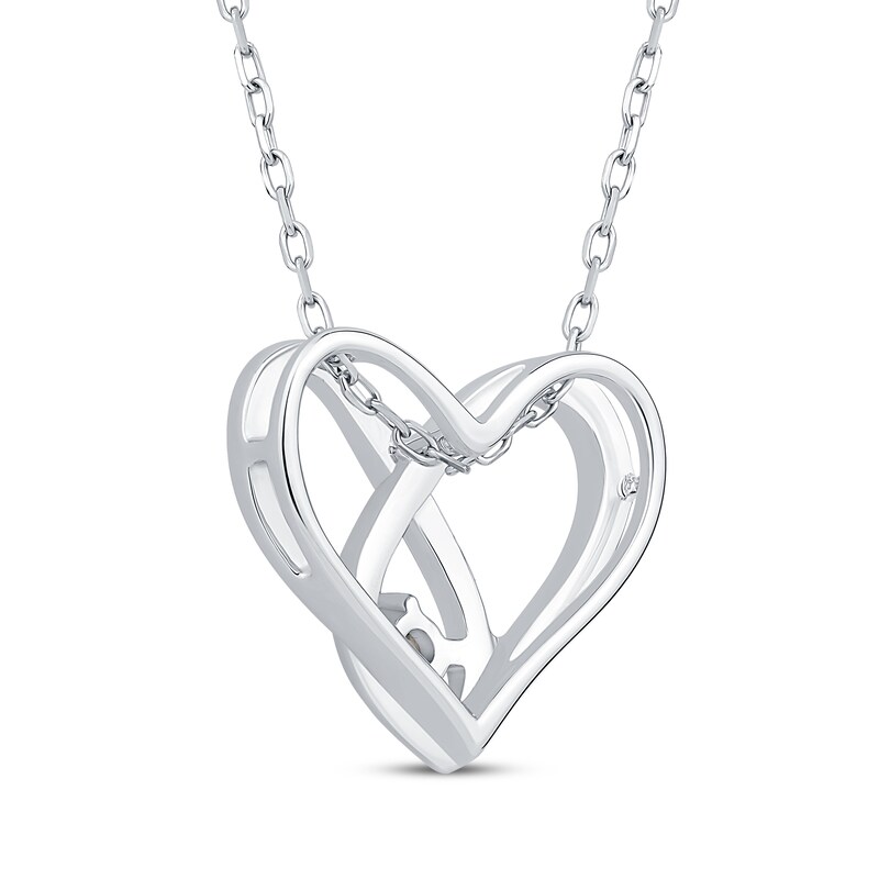 Main Image 3 of Diamond Looping Heart Necklace 1/10 ct tw Sterling Silver 18"