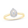 Thumbnail Image 1 of Diamond Teardrop Halo Promise Ring 1/6 ct tw 10K Yellow Gold