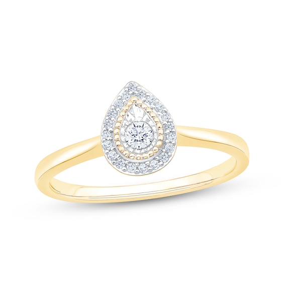Diamond Teardrop Halo Promise Ring 1/6 ct tw 10K Yellow Gold