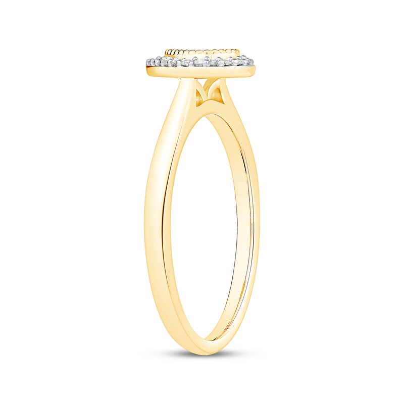 Main Image 2 of Diamond Teardrop Halo Promise Ring 1/6 ct tw 10K Yellow Gold