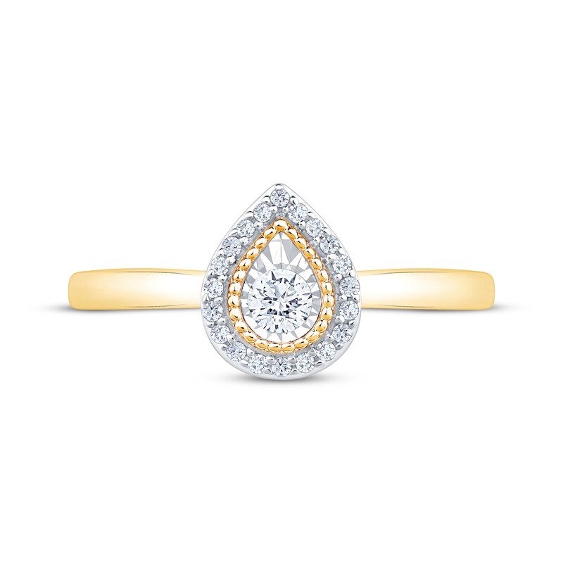 Main Image 3 of Diamond Teardrop Halo Promise Ring 1/6 ct tw 10K Yellow Gold