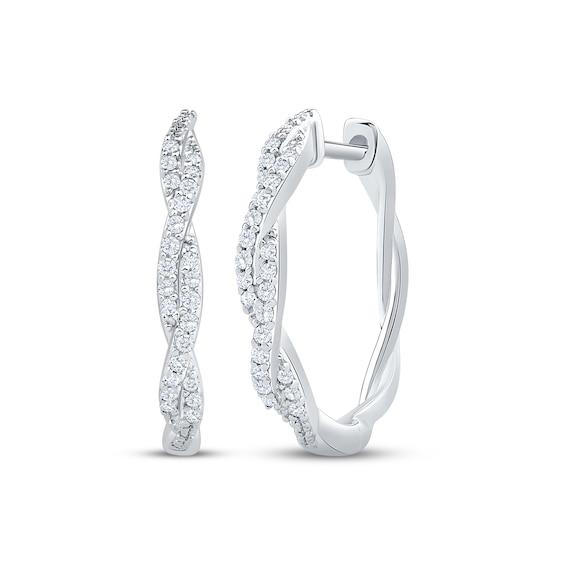 Diamond Twist Hoop Earrings 1/6 ct tw Sterling Silver