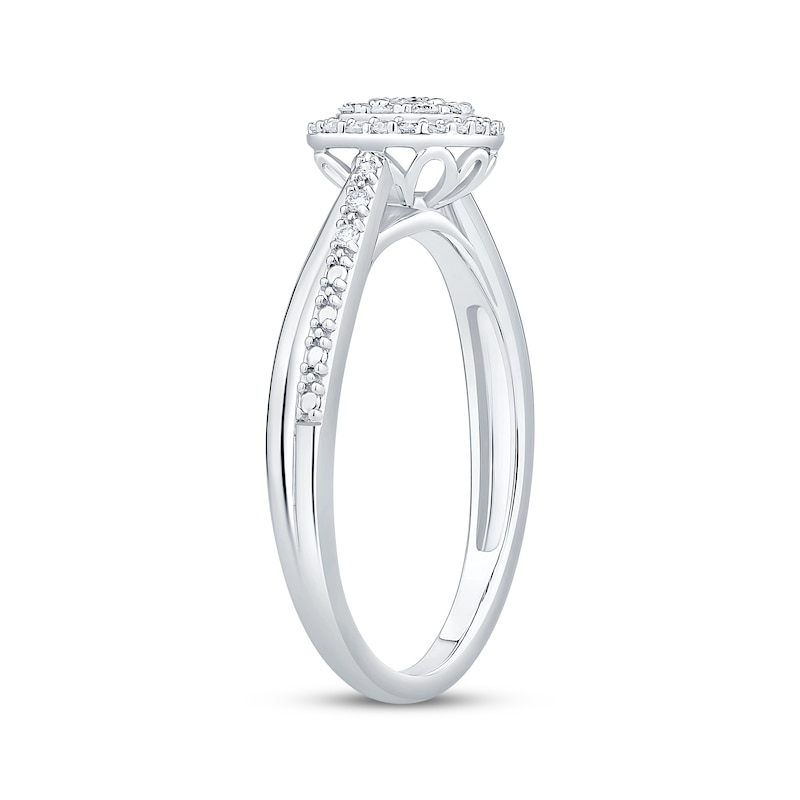 Main Image 2 of Multi-Diamond Cushion Halo Promise Ring 1/5 ct tw 10K White Gold