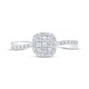 Thumbnail Image 3 of Multi-Diamond Cushion Halo Promise Ring 1/5 ct tw 10K White Gold