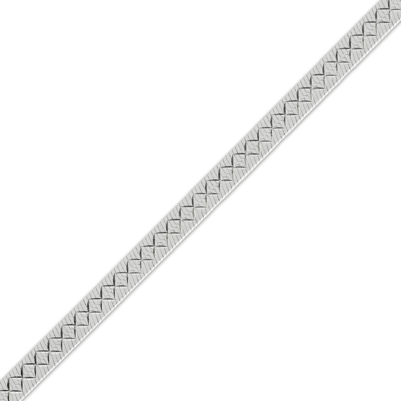 Main Image 1 of 5.3mm Diamond-Cut Etched Herringbone Chain Necklace Solid Sterling Silver 18"