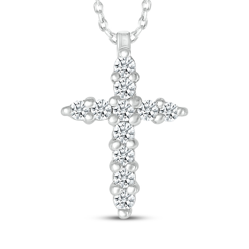 Main Image 1 of Diamond Cross Necklace 1/10 ct tw Sterling Silver 18"