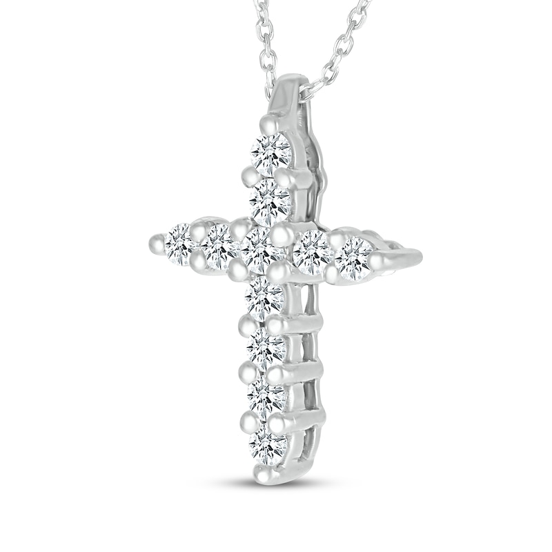 Main Image 2 of Diamond Cross Necklace 1/10 ct tw Sterling Silver 18"