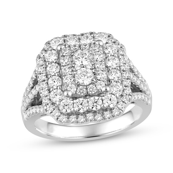 Adore Multi-Diamond Emerald-Shaped Engagement Ring 1-3/4 ct tw 14K White Gold