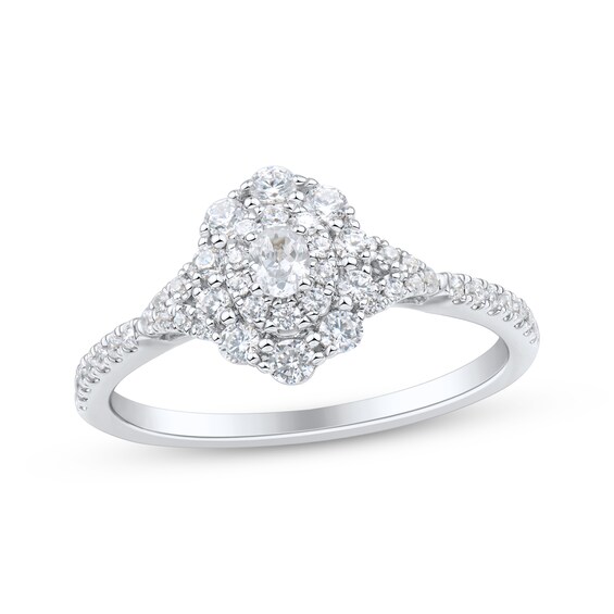 Adore Oval-Cut Diamond Double Halo Engagement Ring 1/2 ct tw 14K White Gold