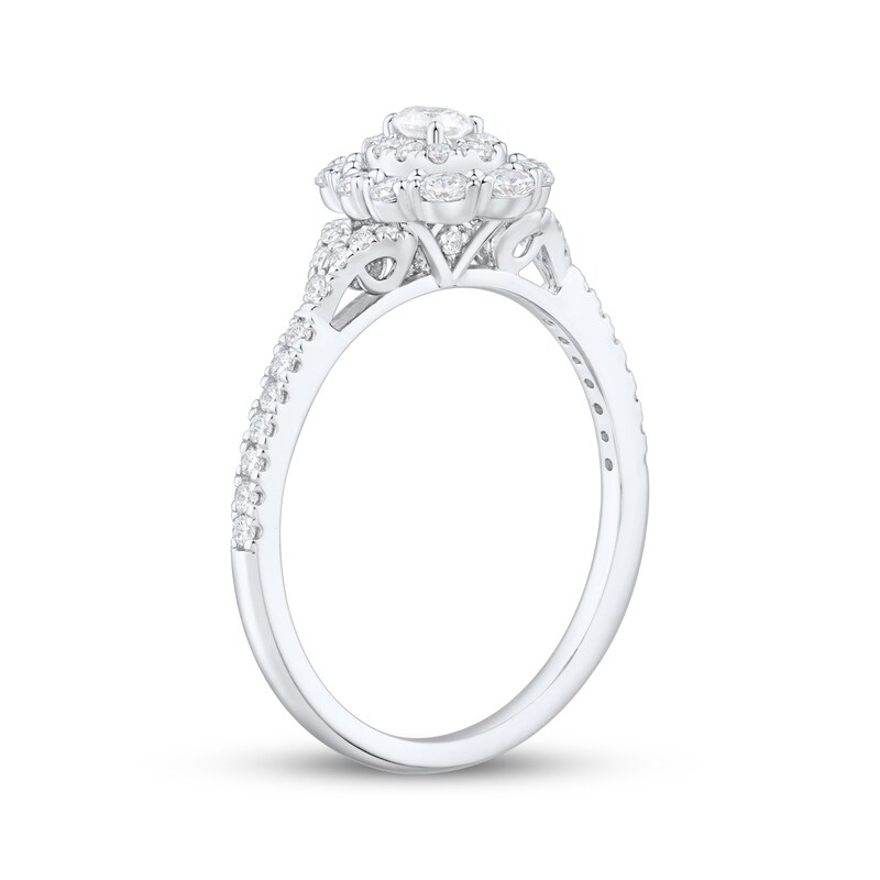 Main Image 2 of Adore Oval-Cut Diamond Double Halo Engagement Ring 1/2 ct tw 14K White Gold