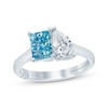 Thumbnail Image 1 of Monique Lhuillier Bliss Blue & White Lab-Grown Diamond Two-Stone Engagement Ring 1-3/4 ct tw 18K White Gold