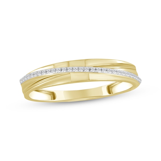 Men's Diamond Diagonal Band 1/10 ct tw 10K Yellow Gold