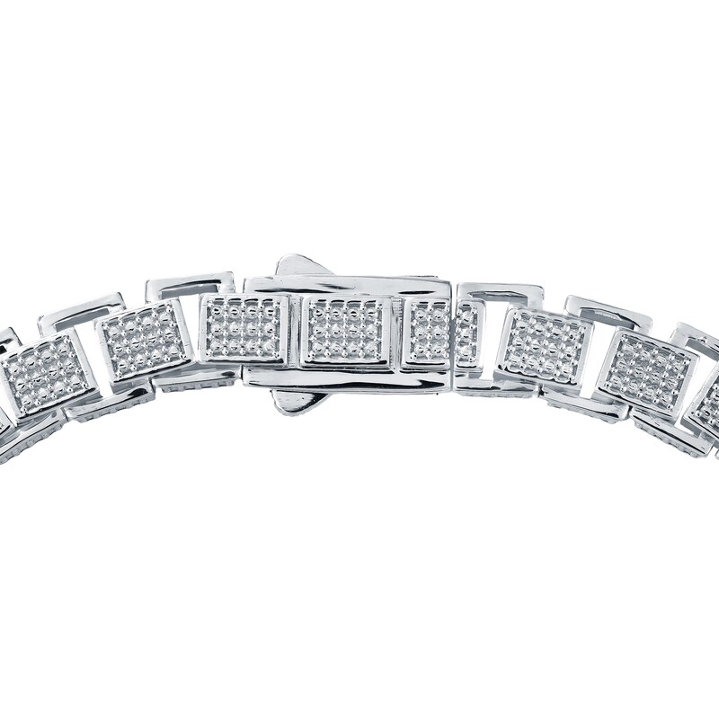 Main Image 2 of Men's Diamond Hollow Box Chain Bracelet 1-1/2 ct tw Sterling Silver 8.5"