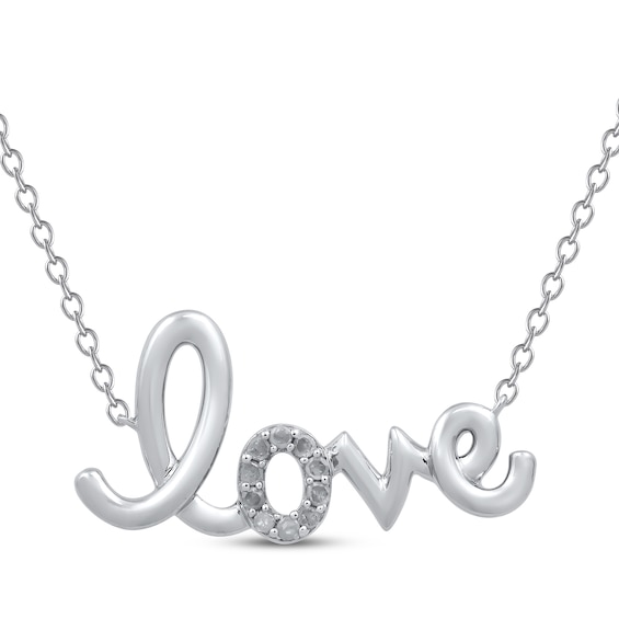 Diamond "Love" Script Necklace 1/10 ct tw Sterling Silver 18"