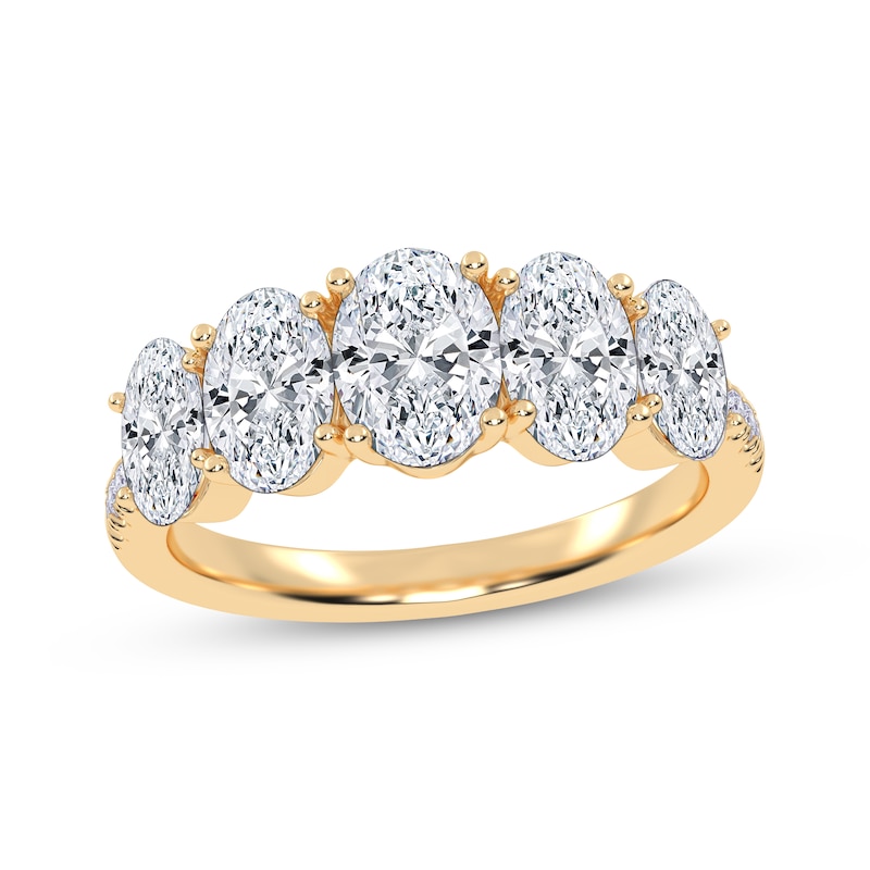 Main Image 1 of KAY Lab-Grown Diamonds Oval-Cut Graduating Ring 2 ct tw 14K Yellow Gold