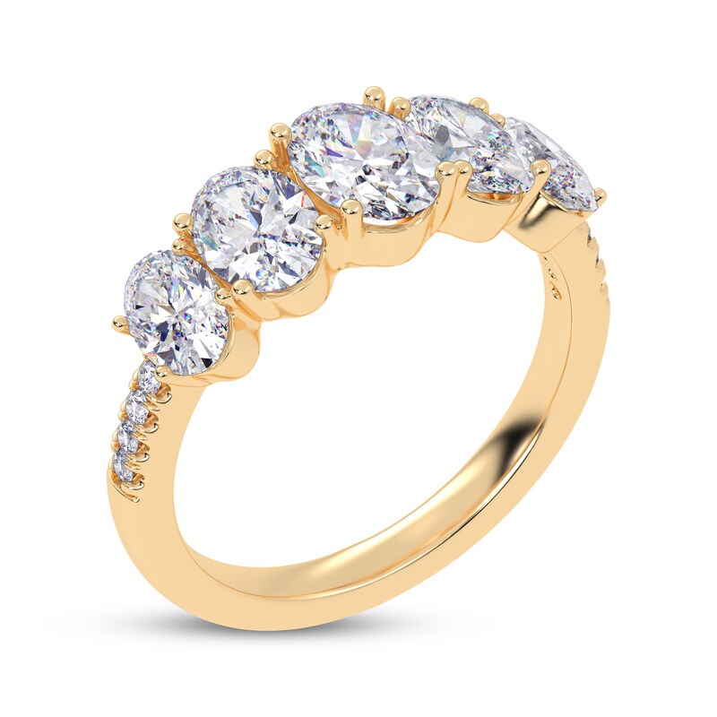 Main Image 2 of KAY Lab-Grown Diamonds Oval-Cut Graduating Ring 2 ct tw 14K Yellow Gold