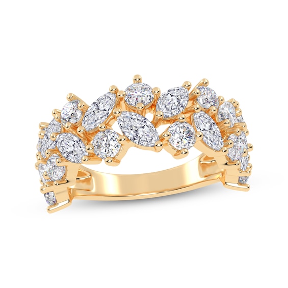 KAY Lab-Grown Diamonds Marquise & Round-Cut Scatter Ring 2 ct tw 14K Yellow Gold