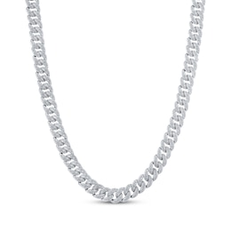 Men's Diamond Curb Chain Necklace 2 ct tw Sterling Silver 20"