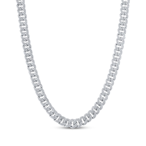 Men's Diamond Curb Chain Necklace 2 ct tw Sterling Silver 20"
