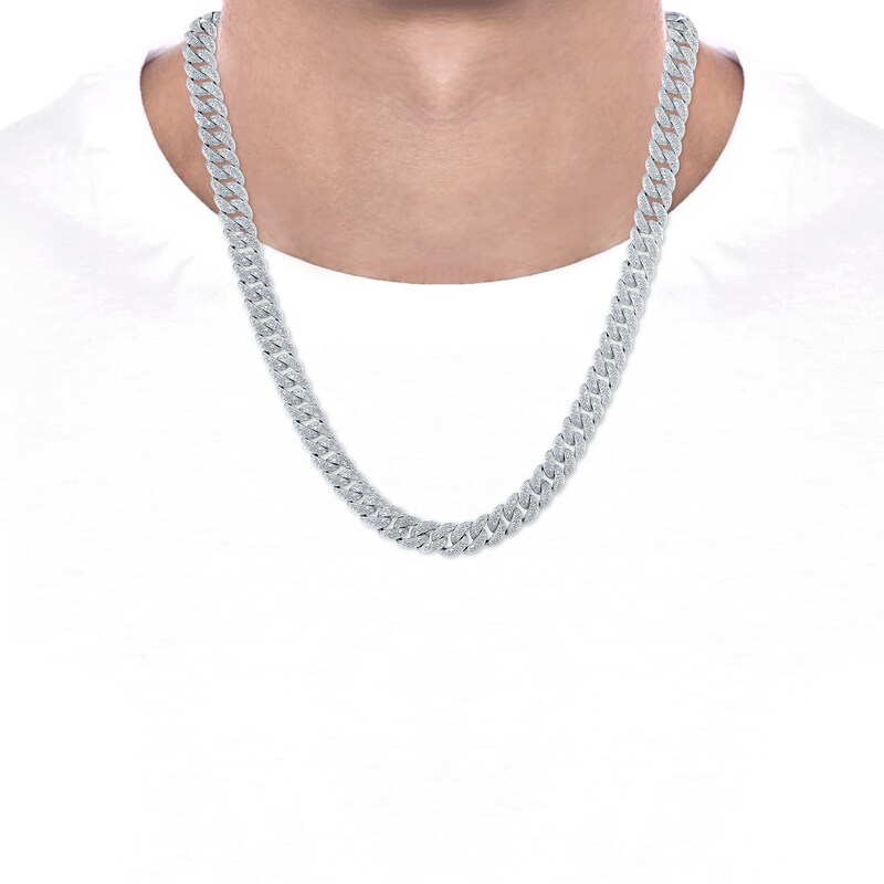 Main Image 4 of Men's Diamond Curb Chain Necklace 2 ct tw Sterling Silver 20"
