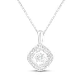 Unstoppable Love Diamond Twist Frame Necklace 1/5 ct tw 10K White Gold 19"