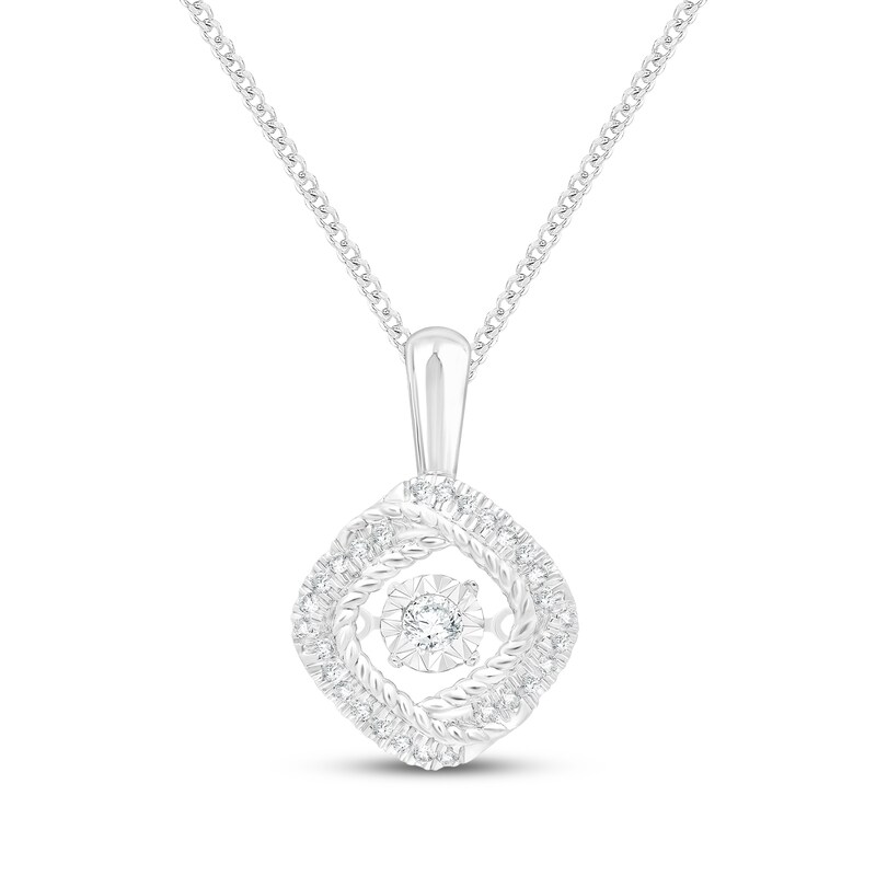 Main Image 1 of Unstoppable Love Diamond Twist Frame Necklace 1/5 ct tw 10K White Gold 19"