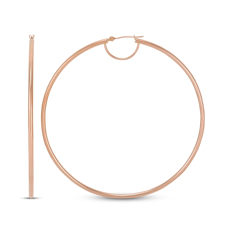 Main Image 3 of Tube Hoop Earrings 10K Rose Gold 70mm