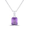 Thumbnail Image 1 of Emerald-Cut Amethyst Solitaire Necklace Sterling Silver 18"