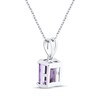 Thumbnail Image 3 of Emerald-Cut Amethyst Solitaire Necklace Sterling Silver 18"
