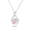Thumbnail Image 2 of Oval-Cut Lab-Created Opal & White Lab-Created Sapphire Necklace Sterling Silver 18"