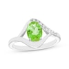 Thumbnail Image 1 of Oval-Cut Peridot & White Lab-Created Sapphire Ring Sterling Silver