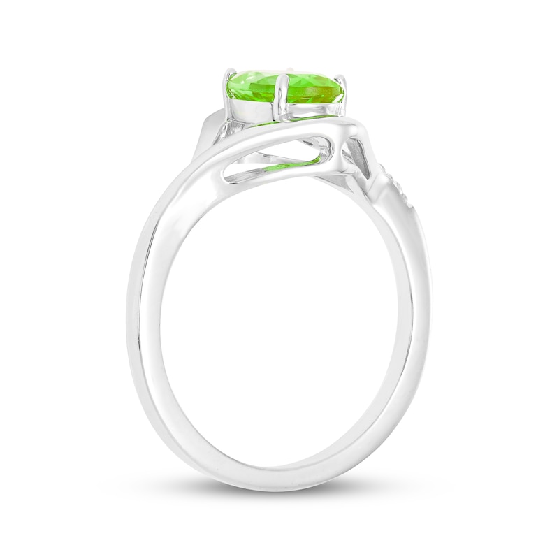 Main Image 2 of Oval-Cut Peridot & White Lab-Created Sapphire Ring Sterling Silver