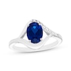 Thumbnail Image 1 of Oval-Cut Blue Lab-Created Sapphire & White Lab-Created Sapphire Ring Sterling Silver