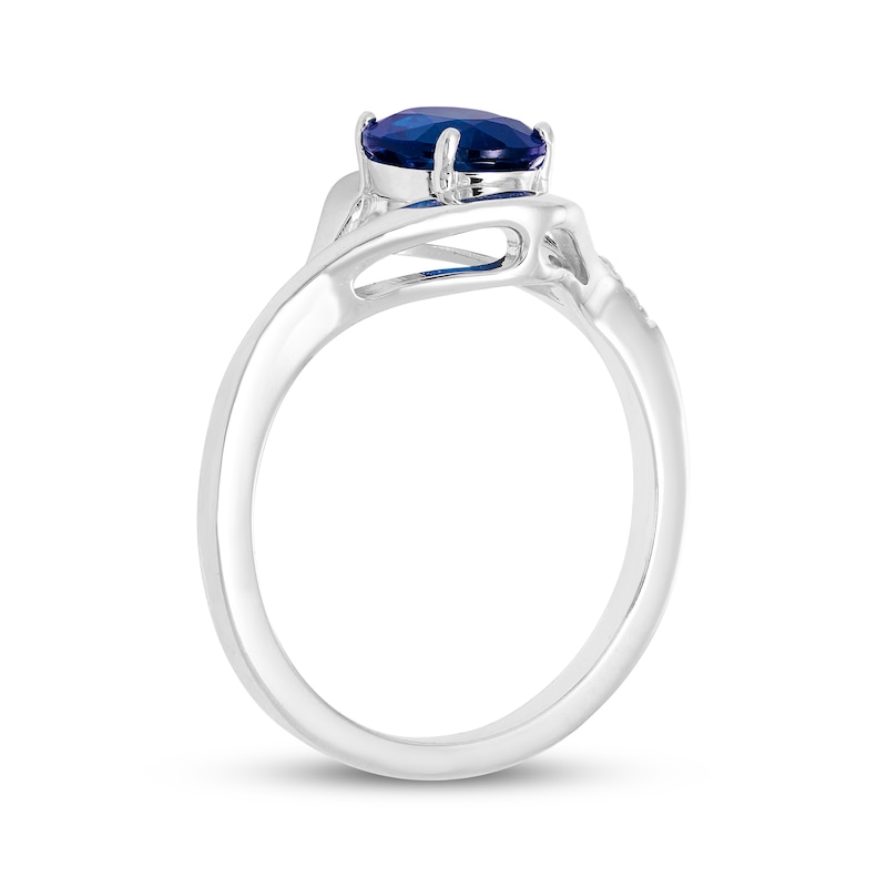 Main Image 2 of Oval-Cut Blue Lab-Created Sapphire & White Lab-Created Sapphire Ring Sterling Silver
