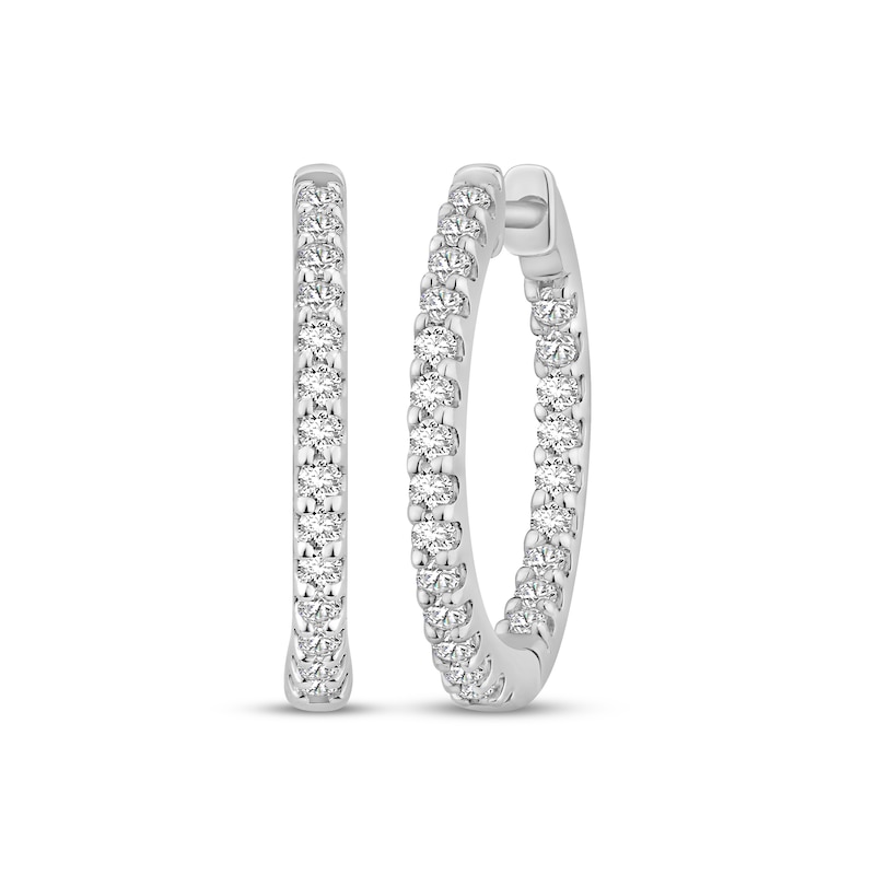 Main Image 1 of Diamond Inside-Out Hoop Earrings 1/2 ct tw 10K White Gold