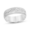 Thumbnail Image 1 of Men's Patterned Wedding Band 10K White Gold 7mm